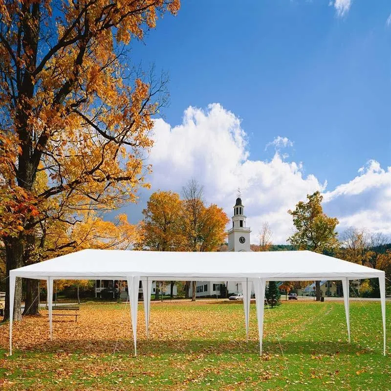 GrandShoppersHub  10' x 30' Heavy Duty Party Tent Waterproof Outdoor Canopy Tent with 5 Removable Sidewalls for Weddings Events & Commercial Use