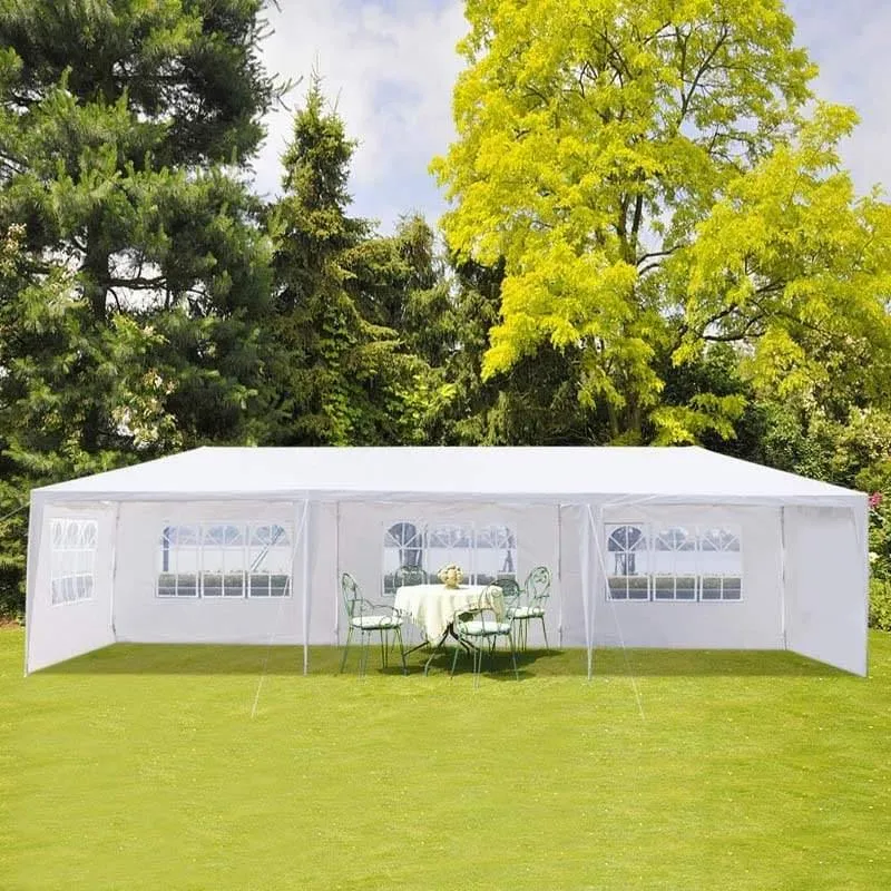 GrandShoppersHub  10' x 30' Heavy Duty Party Tent Waterproof Outdoor Canopy Tent with 5 Removable Sidewalls for Weddings Events & Commercial Use