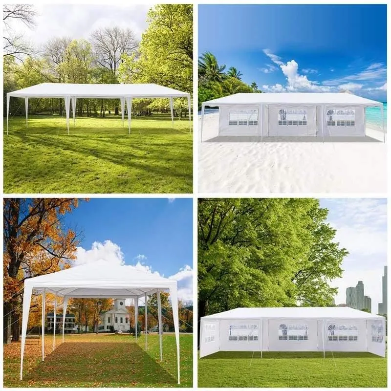 GrandShoppersHub  10' x 30' Heavy Duty Party Tent Waterproof Outdoor Canopy Tent with 5 Removable Sidewalls for Weddings Events & Commercial Use