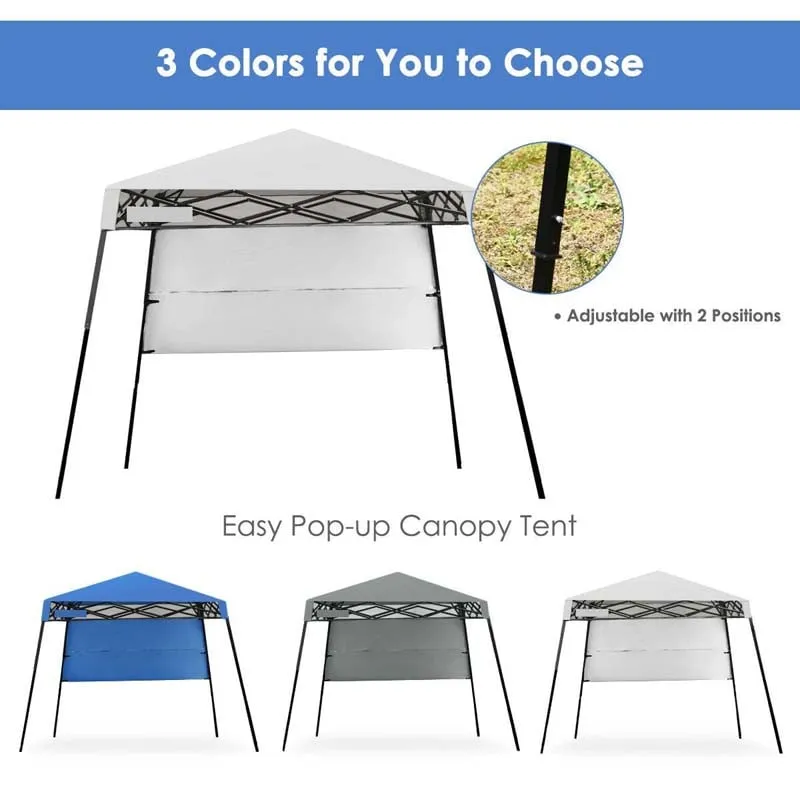 GrandShoppersHub  7 x 7 FT Slant Leg Pop Up Canopy Tent Portable Canopy Tent Backpack Canopy with Carry Bag & 4 Stakes