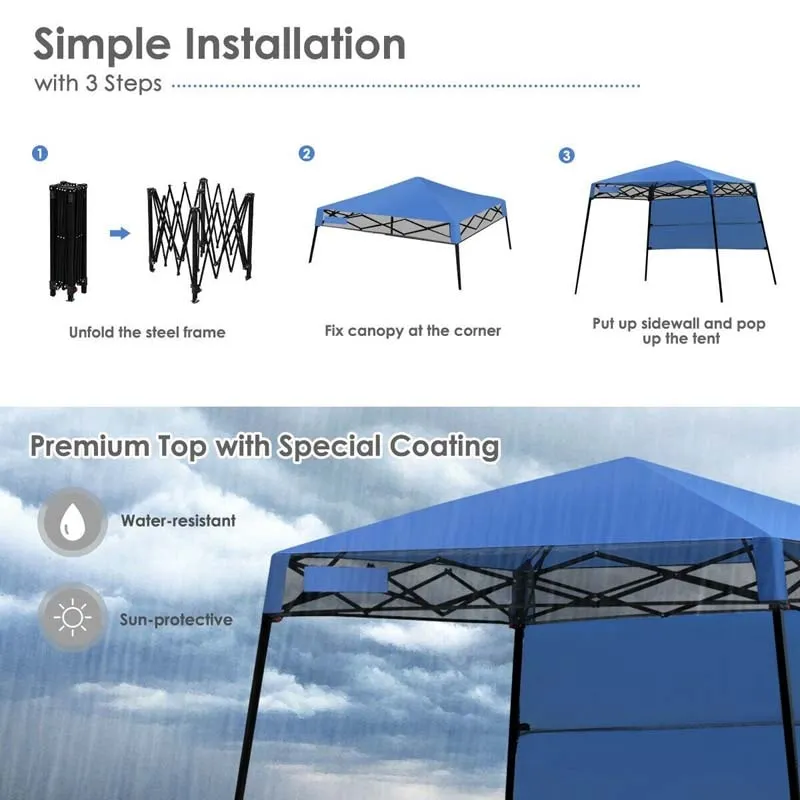 GrandShoppersHub  7 x 7 FT Slant Leg Pop Up Canopy Tent Portable Canopy Tent Backpack Canopy with Carry Bag & 4 Stakes