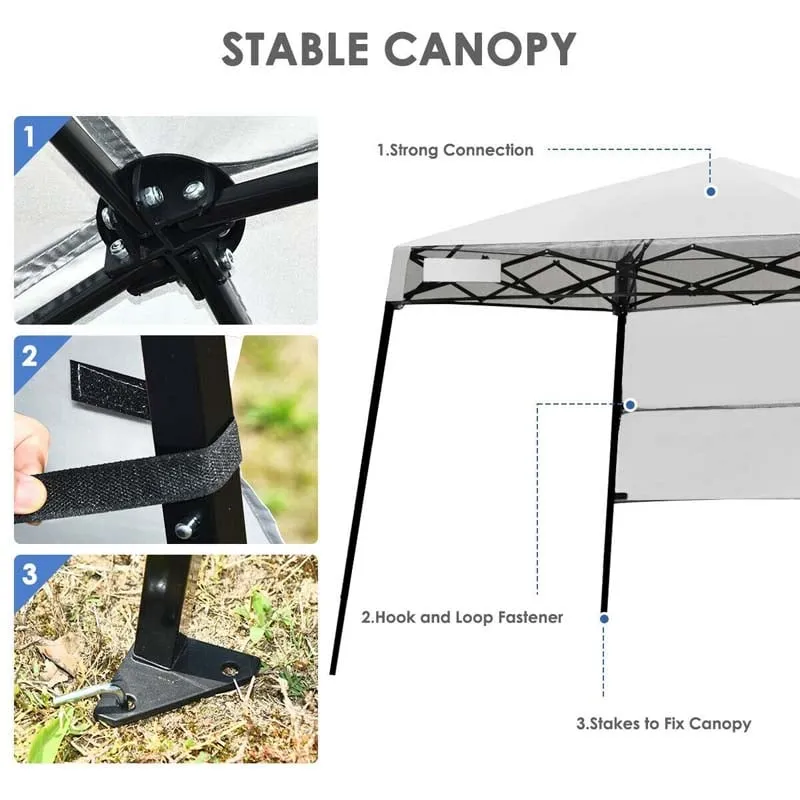 GrandShoppersHub  7 x 7 FT Slant Leg Pop Up Canopy Tent Portable Canopy Tent Backpack Canopy with Carry Bag & 4 Stakes