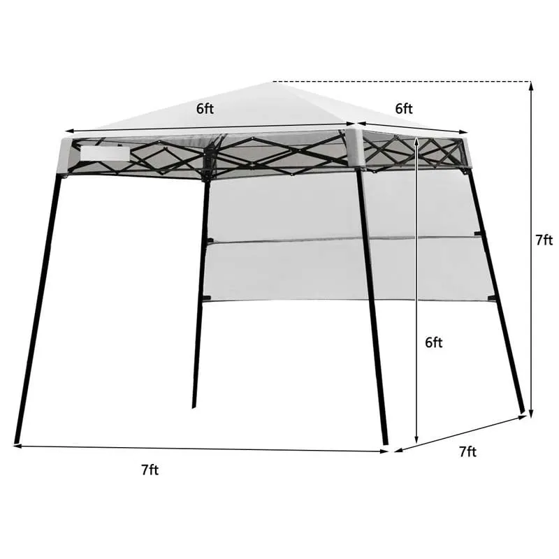 GrandShoppersHub  7 x 7 FT Slant Leg Pop Up Canopy Tent Portable Canopy Tent Backpack Canopy with Carry Bag & 4 Stakes