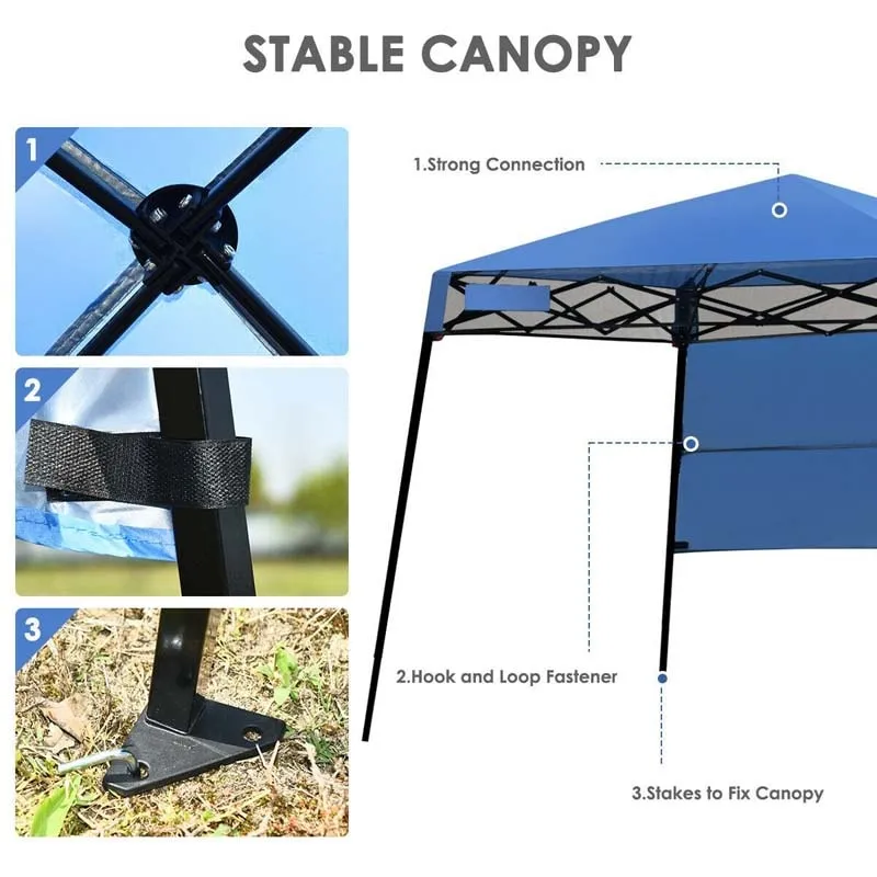 GrandShoppersHub  7 x 7 FT Slant Leg Pop Up Canopy Tent Portable Canopy Tent Backpack Canopy with Carry Bag & 4 Stakes