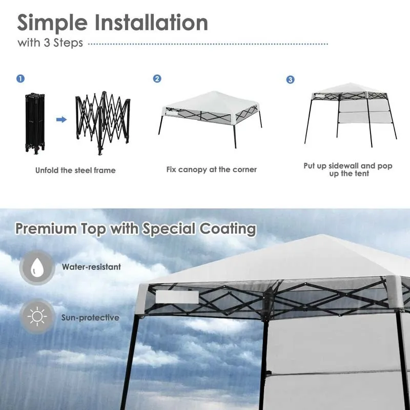 GrandShoppersHub  7 x 7 FT Slant Leg Pop Up Canopy Tent Portable Canopy Tent Backpack Canopy with Carry Bag & 4 Stakes