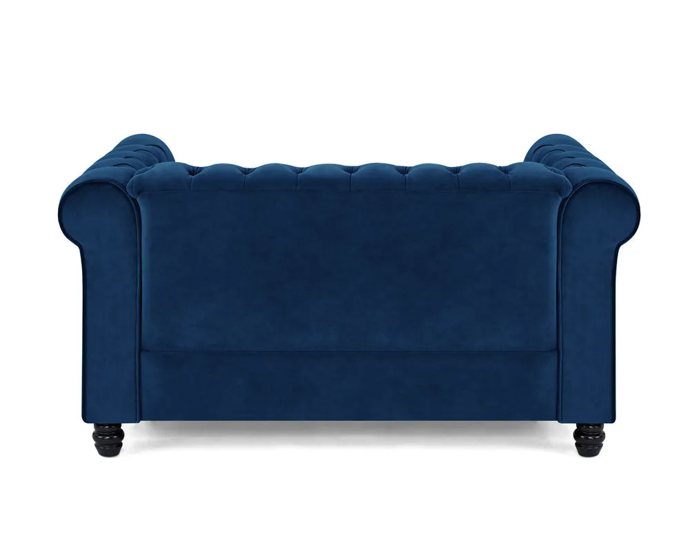 Harper Chesterfield Studded Blue Velvet 2 Seater Sofa