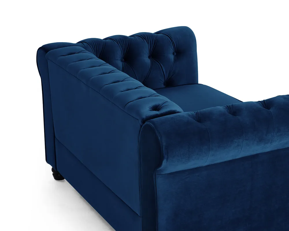 Harper Chesterfield Studded Blue Velvet 2 Seater Sofa