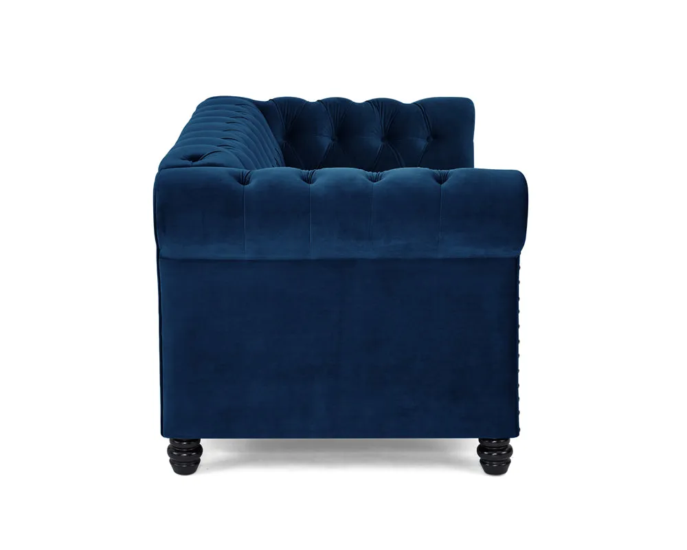 Harper Chesterfield Studded Blue Velvet 2 Seater Sofa