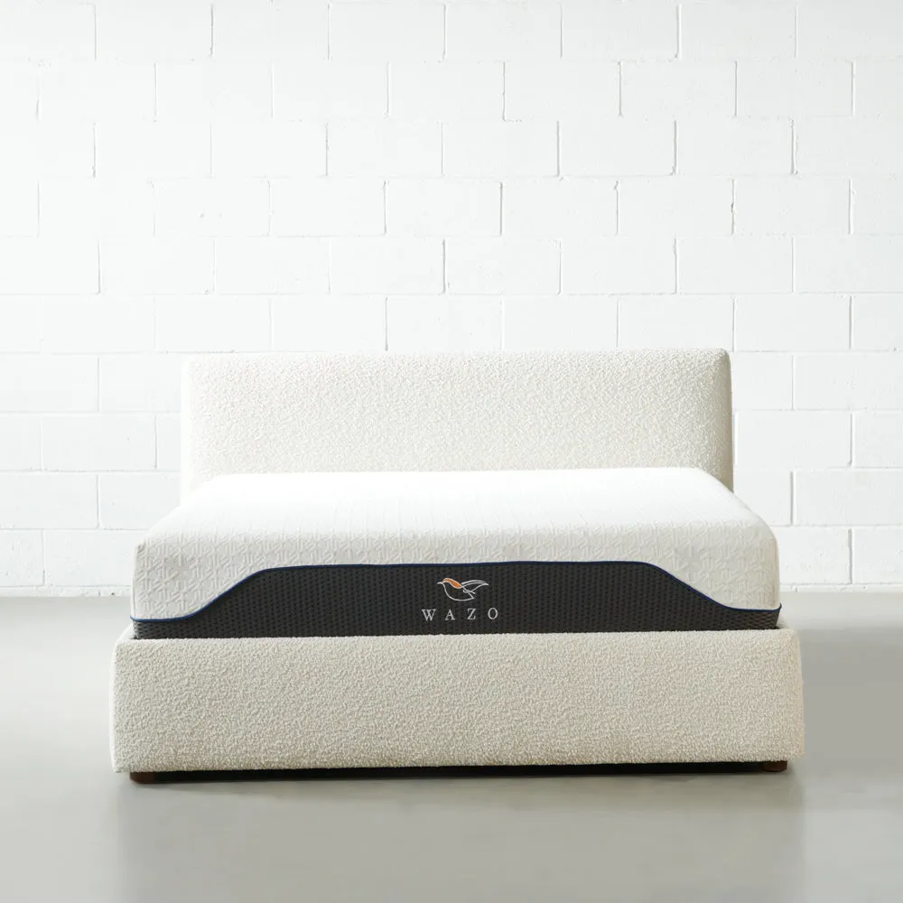 HARPER - Cream Boucle Fabric Lift Up Storage Platform Bed