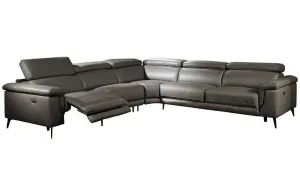 Hazel Grey Leather Sectional Sofa