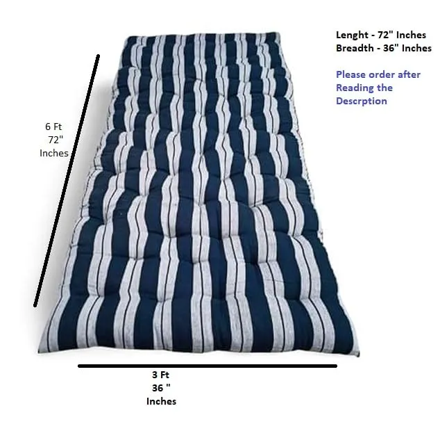 HB Msala Single Bed Soft Cotton Filled Quilt Mattress Gadda Soft & Reversible,Pure Cotton Fabric,Firm Gadda for Floor & Bed, Cotton Mattress Tufted Soft Rui Gadda (Blue Lining,Star) (3 x 6 Single Bed)