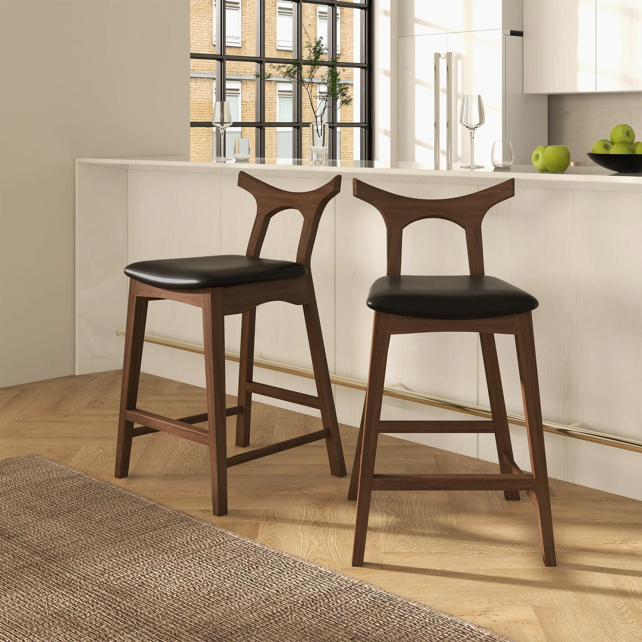 Hester Solid Wood Upholstered Square Bar Chair (Set Of 2)