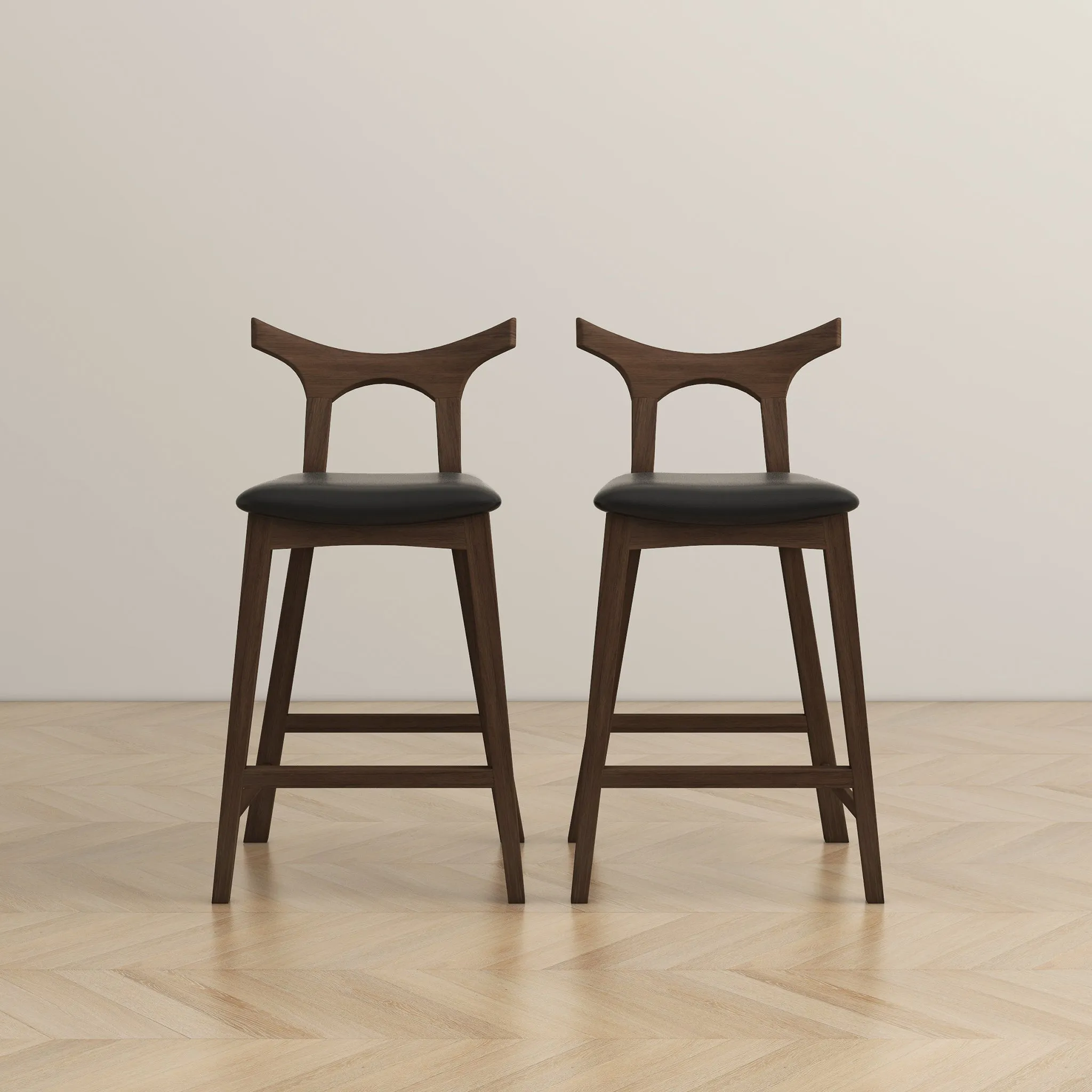 Hester Solid Wood Upholstered Square Bar Chair (Set Of 2)