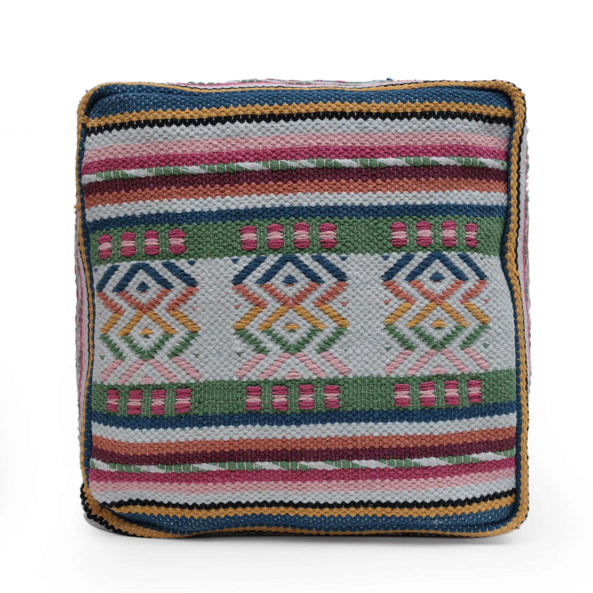 Hilliard Boho Handcrafted Peruvian Print Cube Pouf