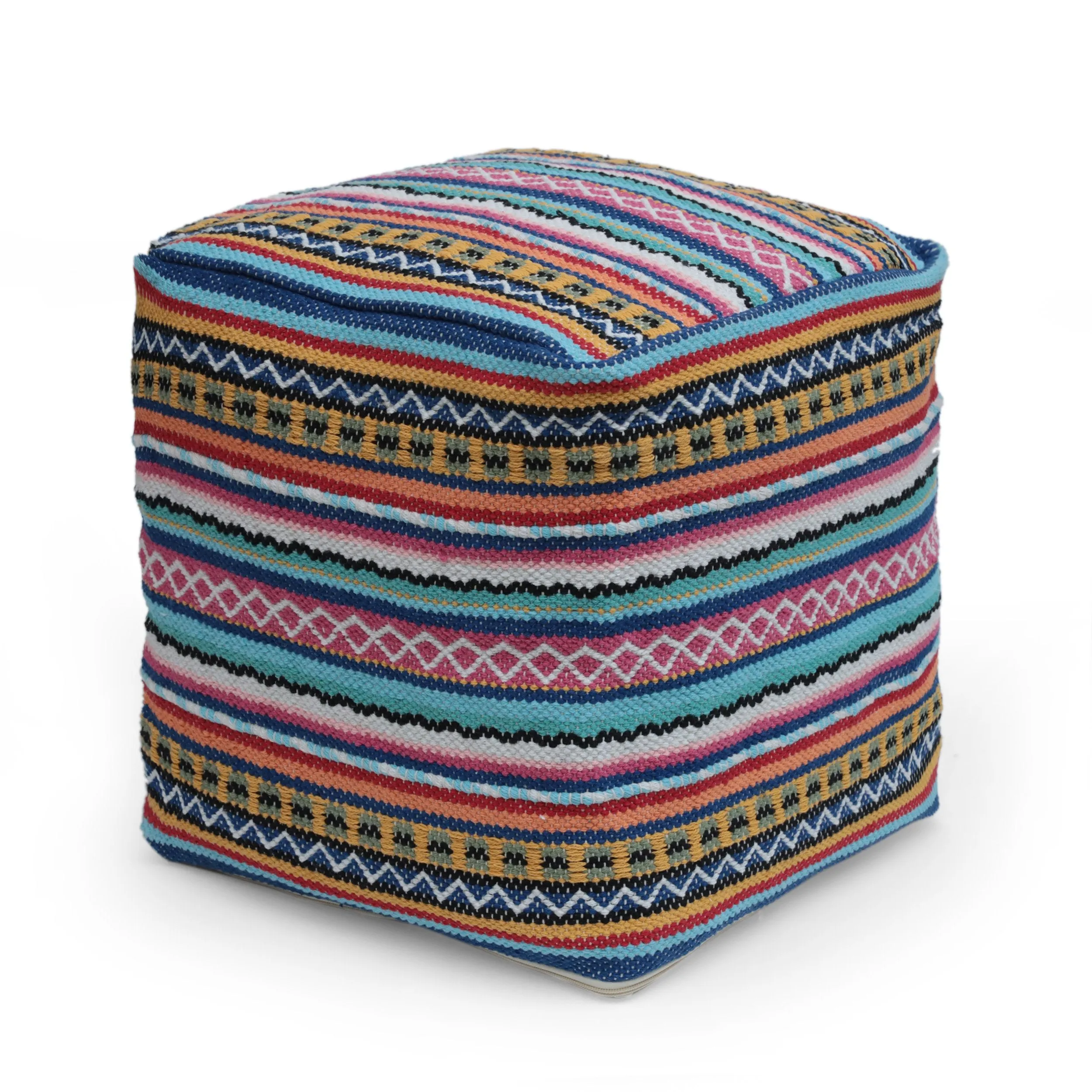 Hilliard Boho Handcrafted Peruvian Print Cube Pouf