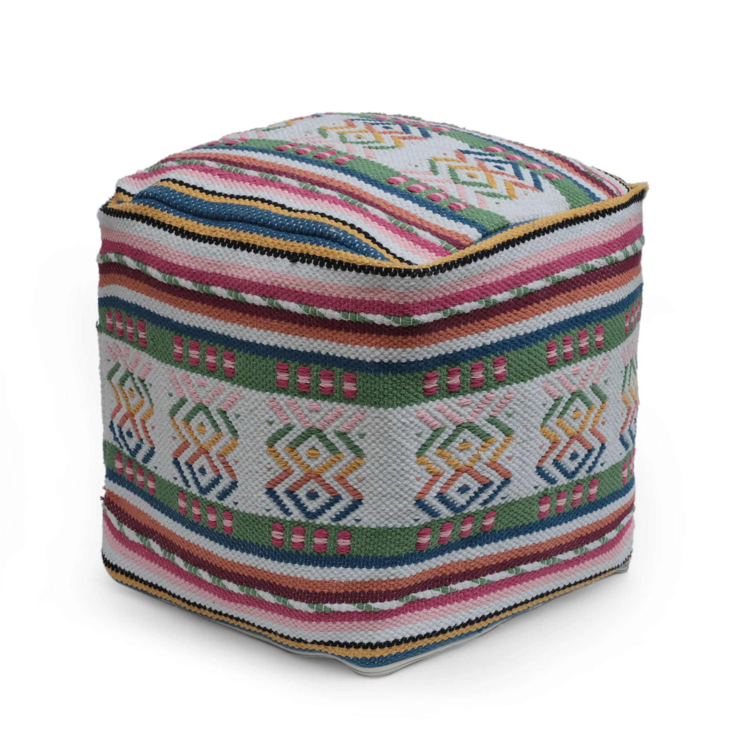 Hilliard Boho Handcrafted Peruvian Print Cube Pouf