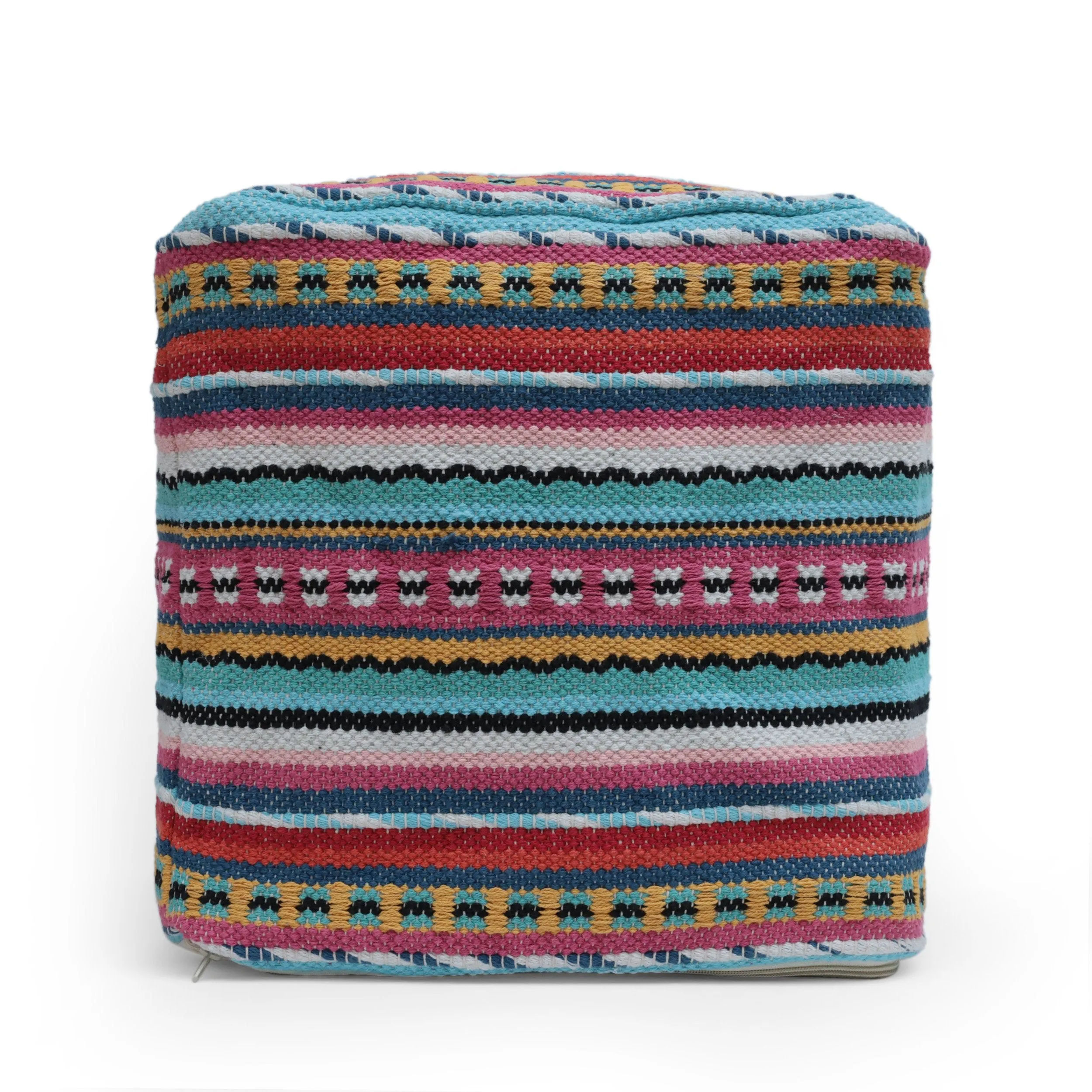 Hilliard Boho Handcrafted Peruvian Print Cube Pouf