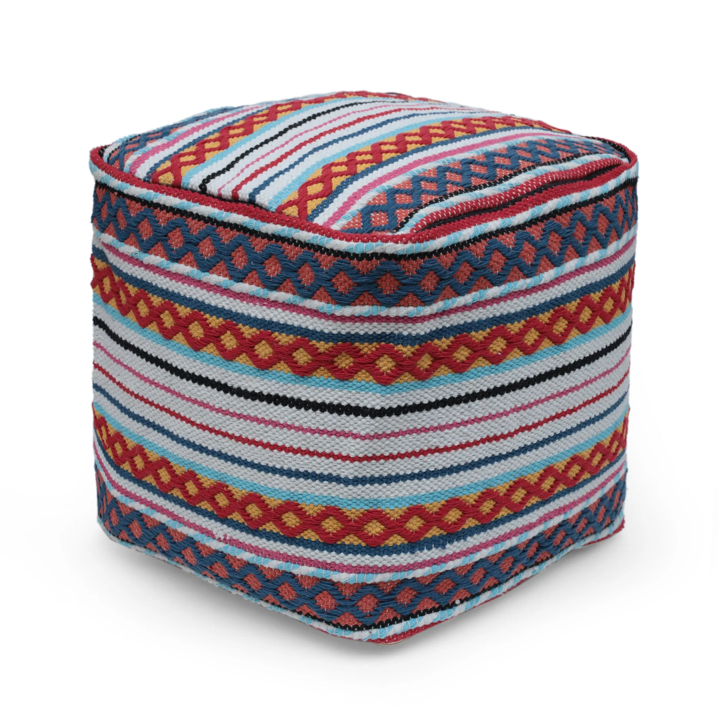 Hilliard Boho Handcrafted Peruvian Print Cube Pouf