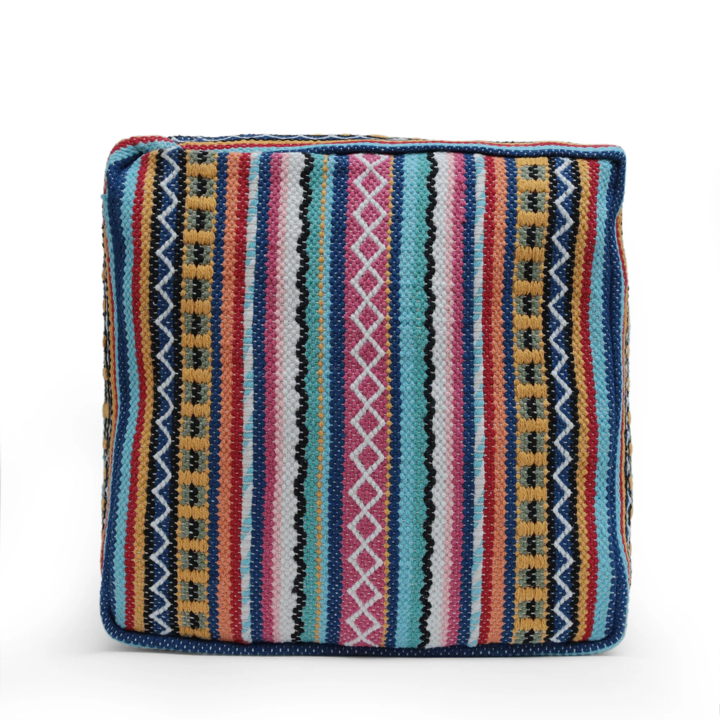 Hilliard Boho Handcrafted Peruvian Print Cube Pouf