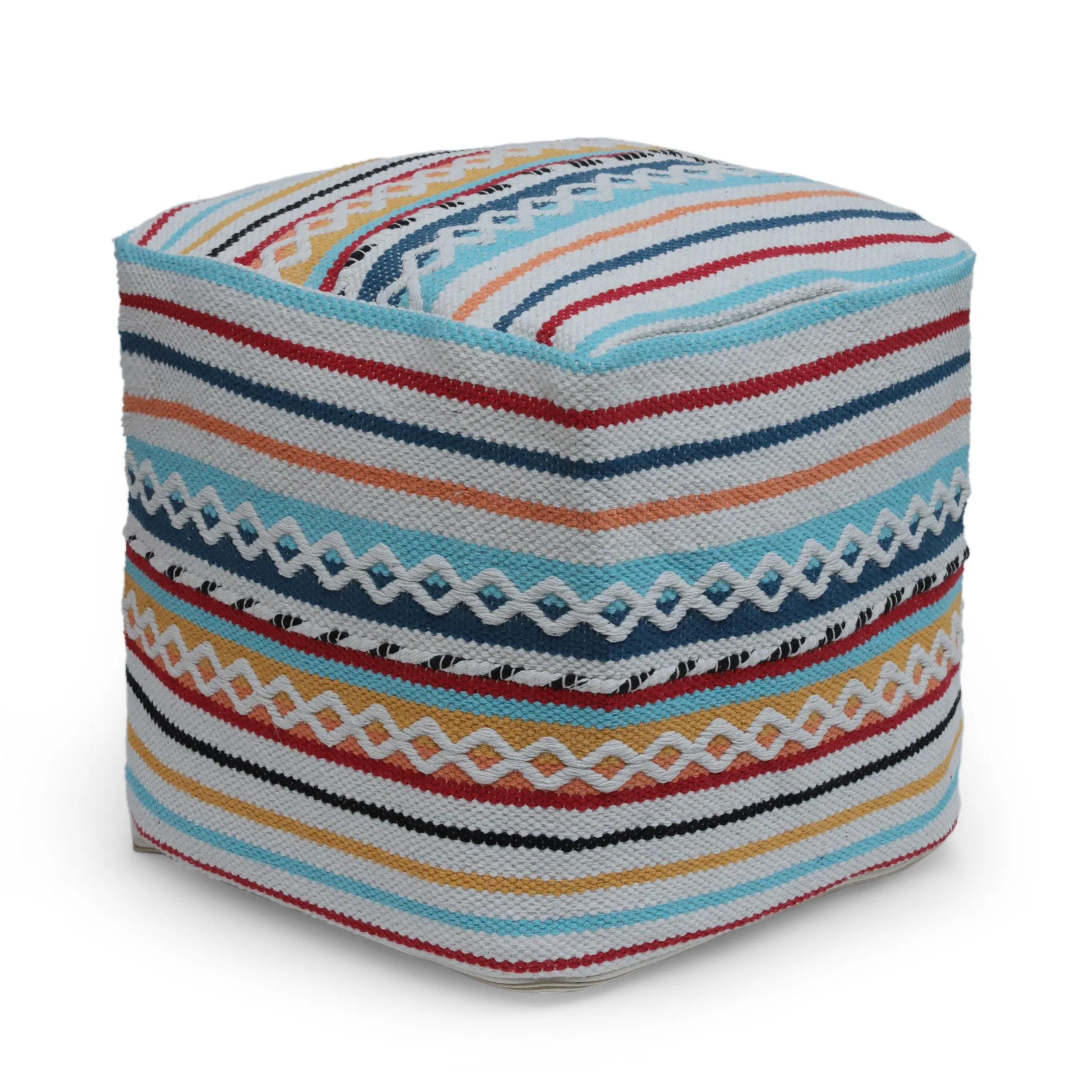 Hilliard Boho Handcrafted Peruvian Print Cube Pouf