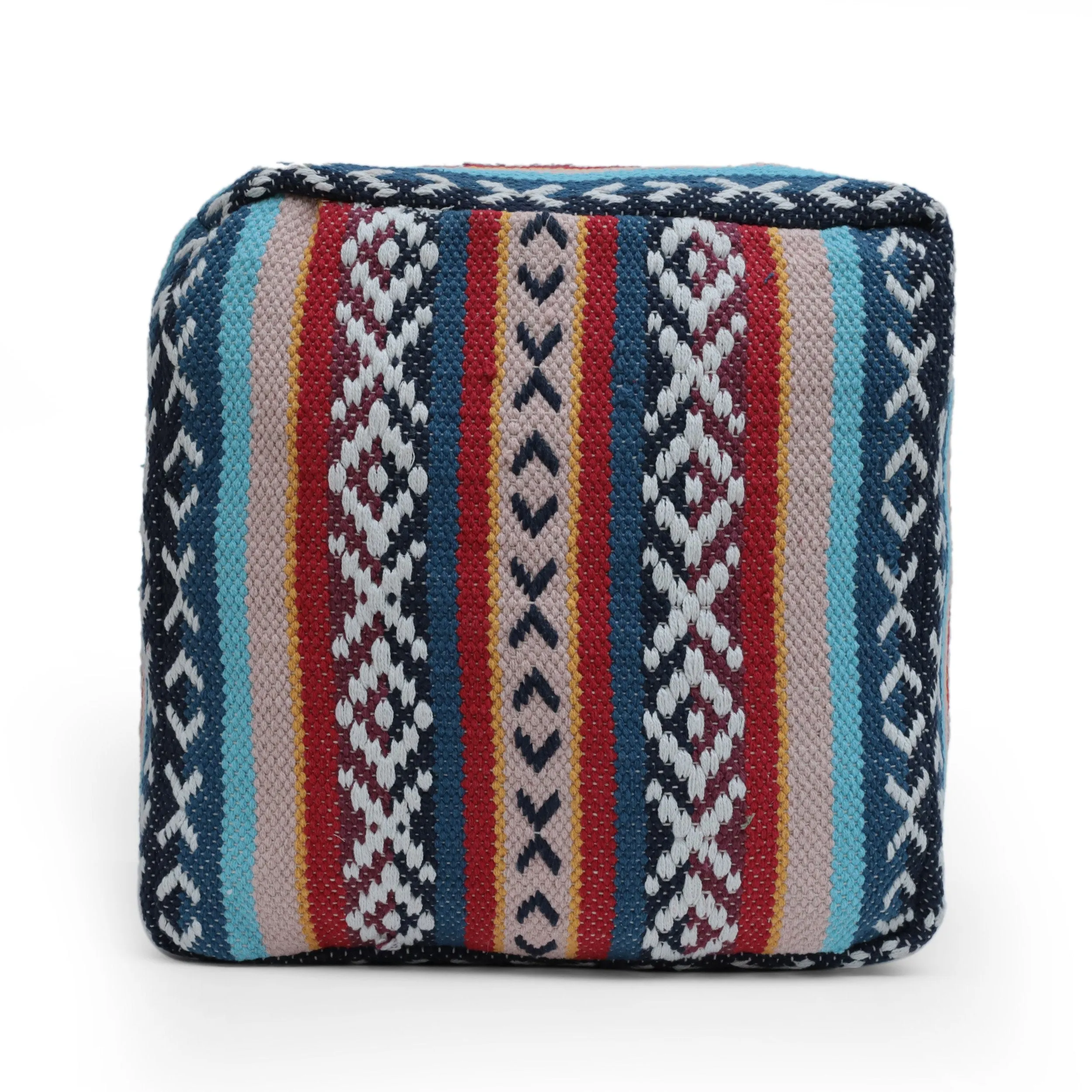 Hilliard Boho Handcrafted Peruvian Print Cube Pouf