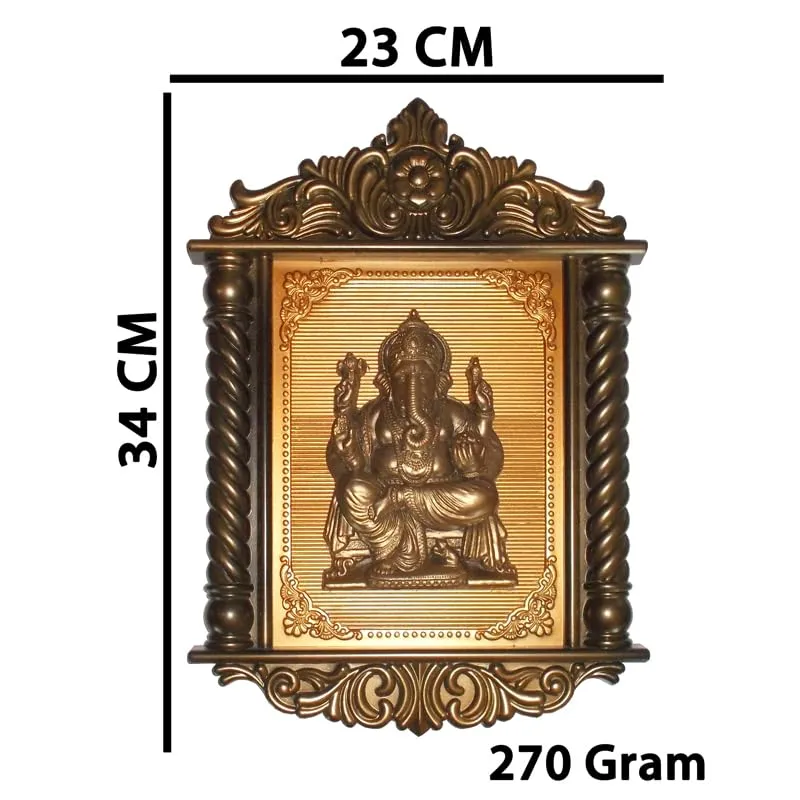 Kotak Sales Ganesh God Spiritual Idol Photo Frame Wall Hanging Decorative Interior Plastic Acrylic 3D Design Durable Frame Positive Energy For Home Office Size 34 X 23 Cm (Copper)