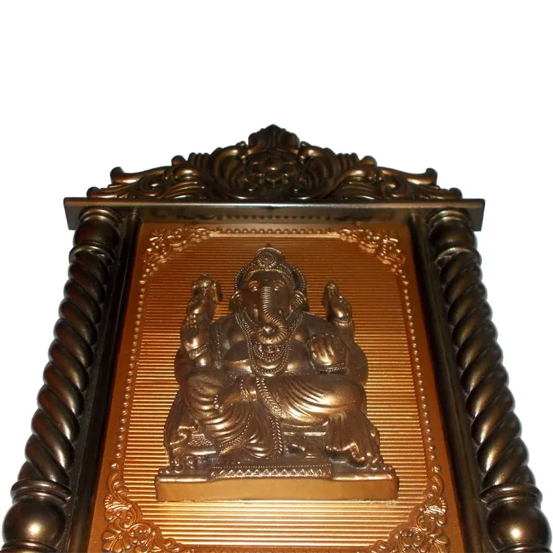 Kotak Sales Ganesh God Spiritual Idol Photo Frame Wall Hanging Decorative Interior Plastic Acrylic 3D Design Durable Frame Positive Energy For Home Office Size 34 X 23 Cm (Copper)