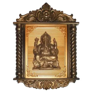 Kotak Sales Ganesh God Spiritual Idol Photo Frame Wall Hanging Decorative Interior Plastic Acrylic 3D Design Durable Frame Positive Energy For Home Office Size 34 X 23 Cm (Copper)