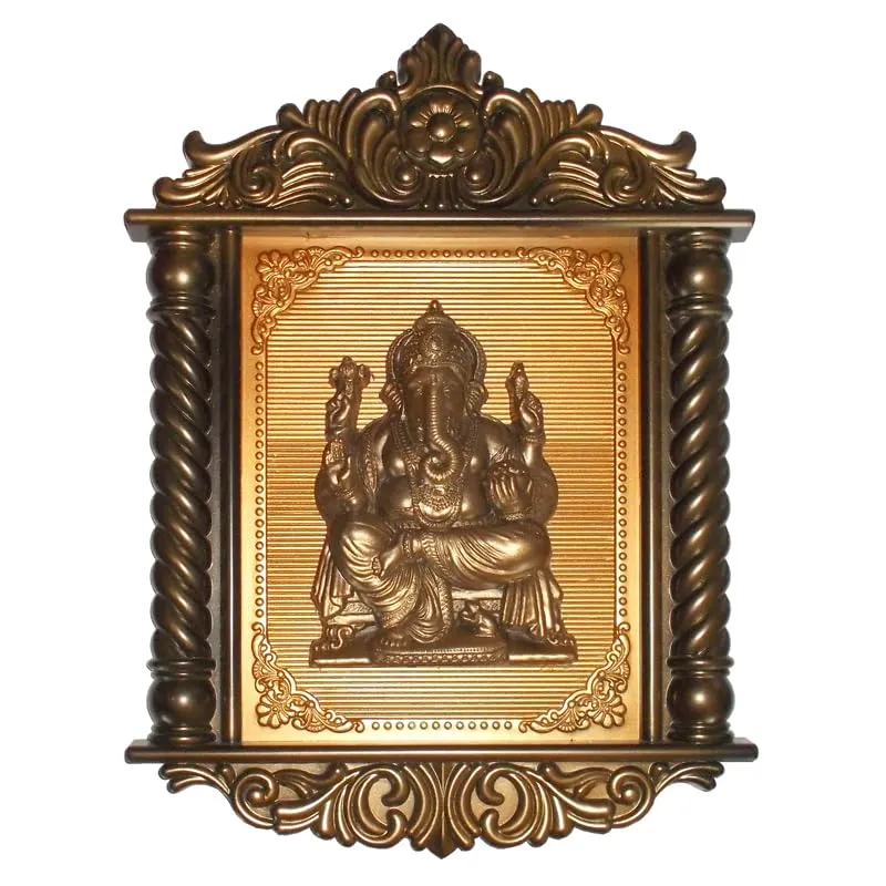 Kotak Sales Ganesh God Spiritual Idol Photo Frame Wall Hanging Decorative Interior Plastic Acrylic 3D Design Durable Frame Positive Energy For Home Office Size 34 X 23 Cm (Copper)