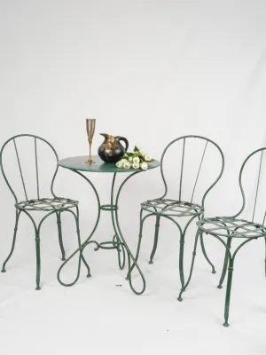 Late 19th Century French Wrought Iron Garden Setting - 3 chairs 1 table