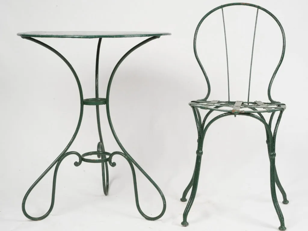 Late 19th Century French Wrought Iron Garden Setting - 3 chairs 1 table