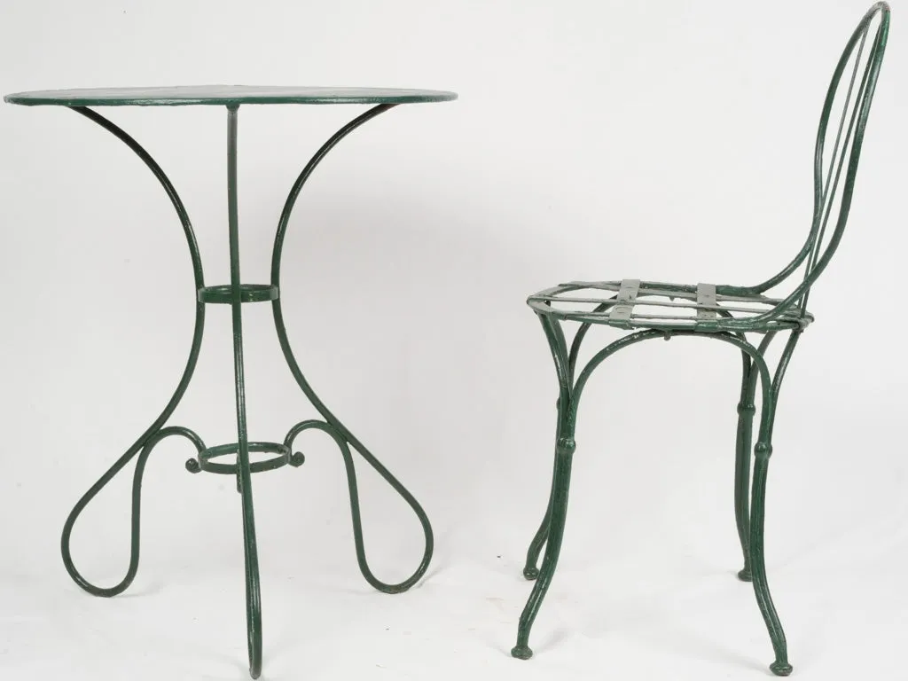 Late 19th Century French Wrought Iron Garden Setting - 3 chairs 1 table