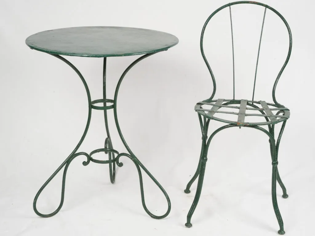 Late 19th Century French Wrought Iron Garden Setting - 3 chairs 1 table