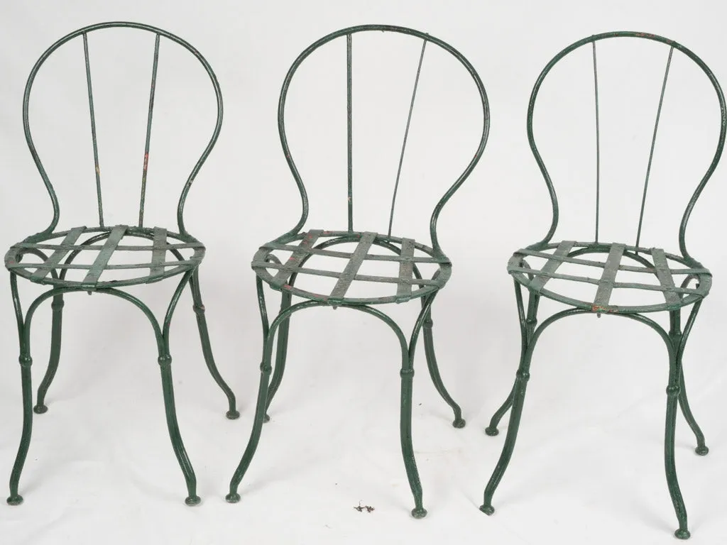 Late 19th Century French Wrought Iron Garden Setting - 3 chairs 1 table