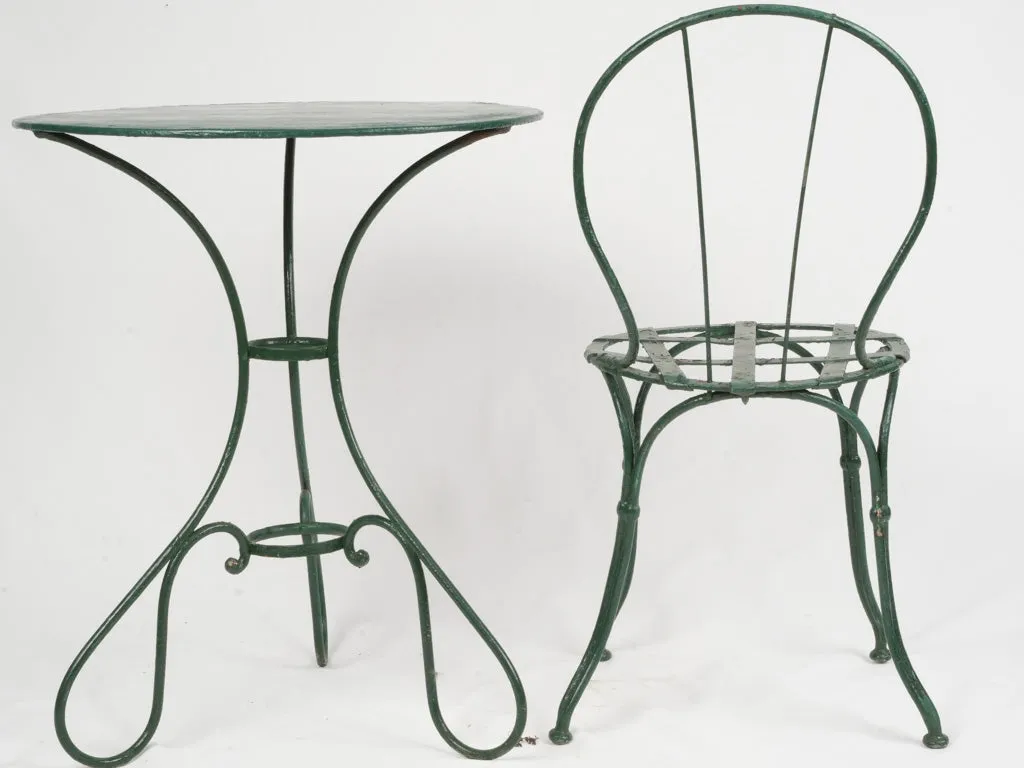 Late 19th Century French Wrought Iron Garden Setting - 3 chairs 1 table