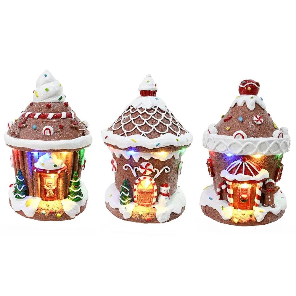 LED Gingerbread Ice Cream House Asst