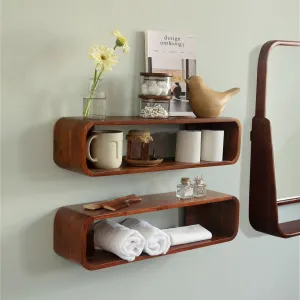 Leda Solid Wood Wall Rack Set Of Two