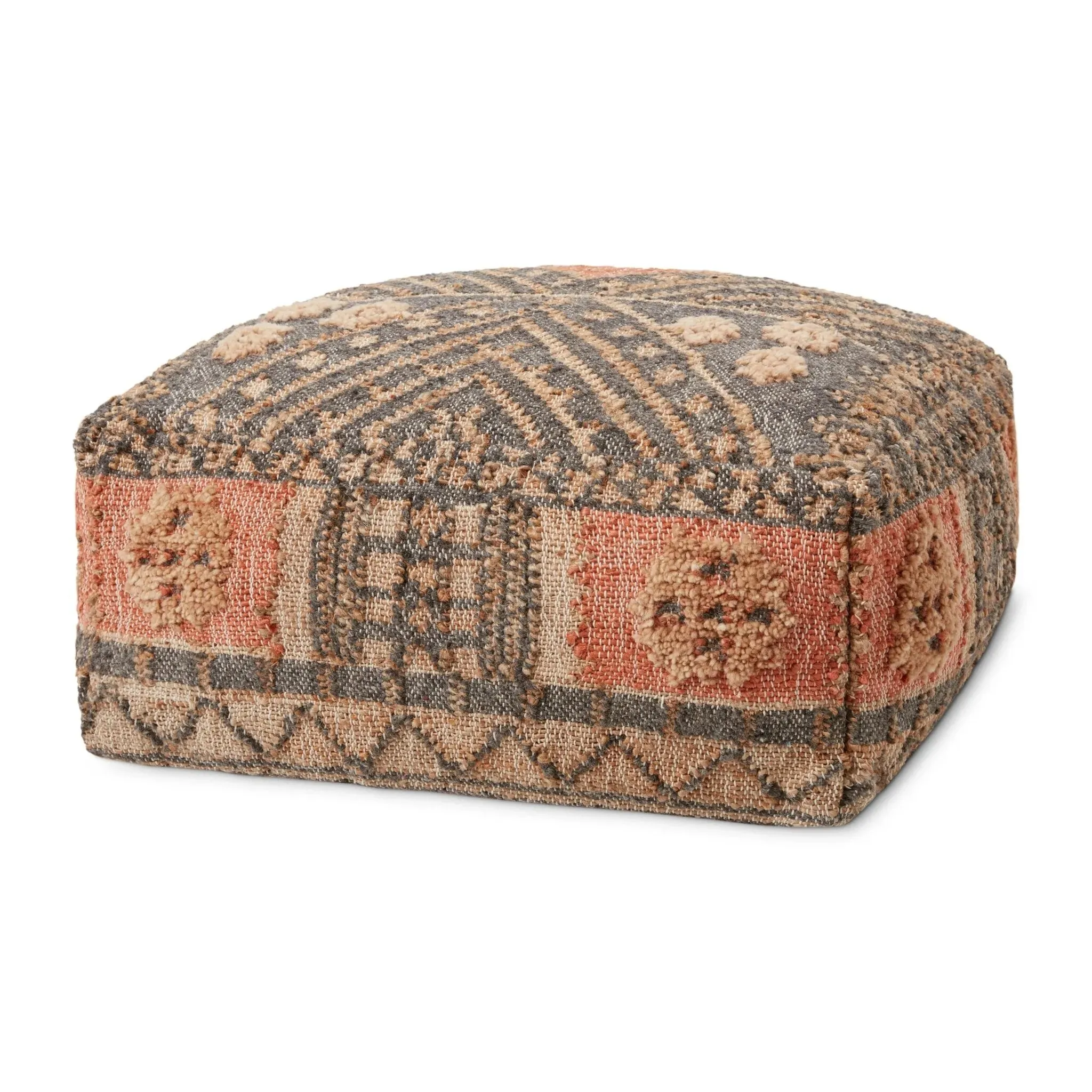 Loloi Lpf0017 Charcoal/Multi Pouf