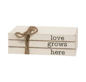 Love Grows Here Stacked Books