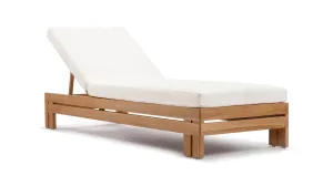 Lusso - Lusso Outdoor Lounger, Natural Teak with White Cushions