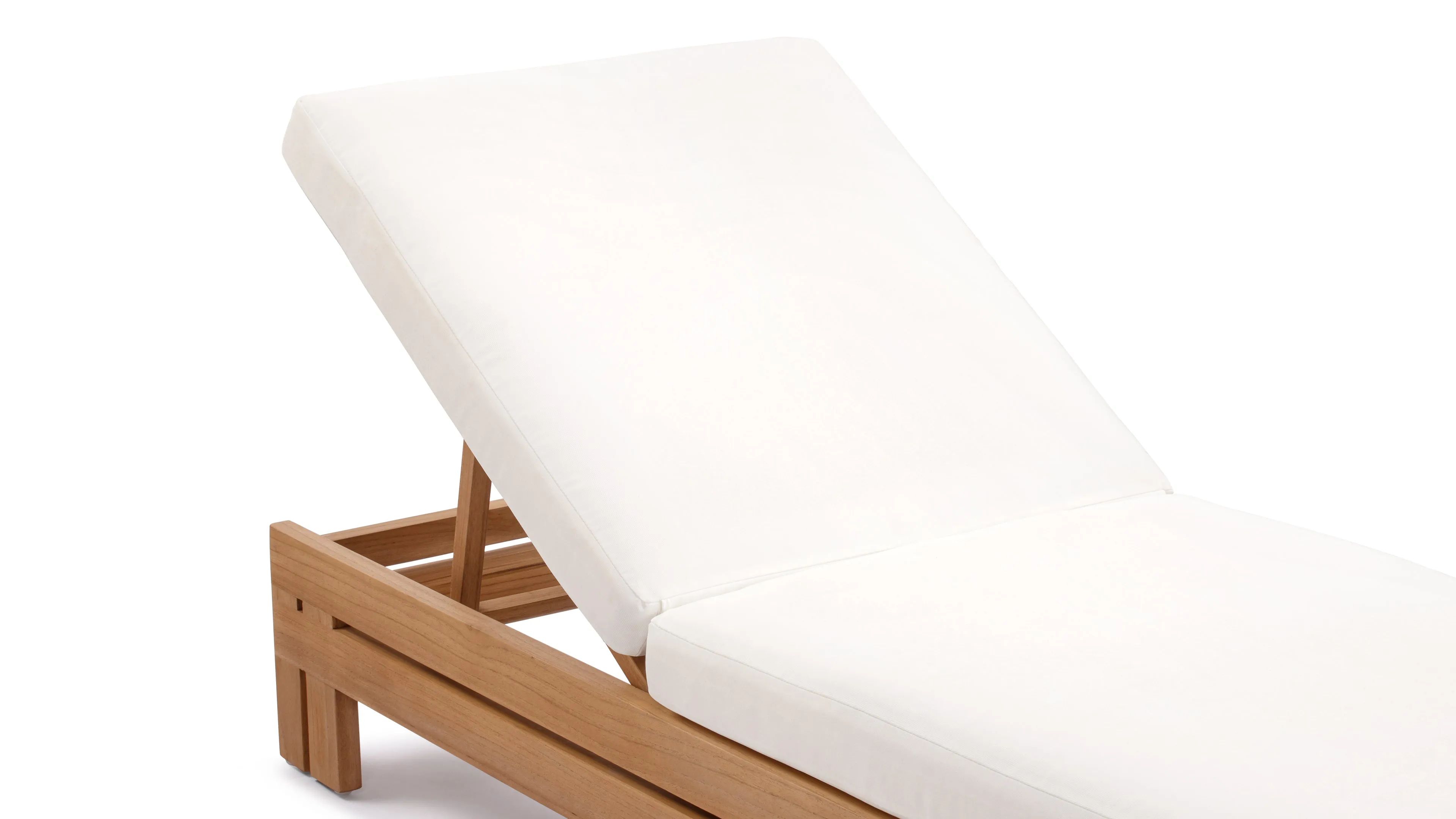 Lusso - Lusso Outdoor Lounger, Natural Teak with White Cushions