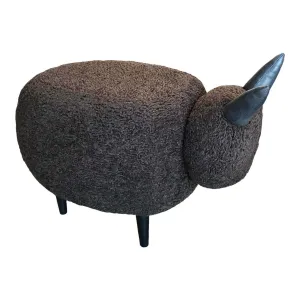 Ma39 Pouf in Carved Wood Dark Brown Sheep, Italy, 21st Century