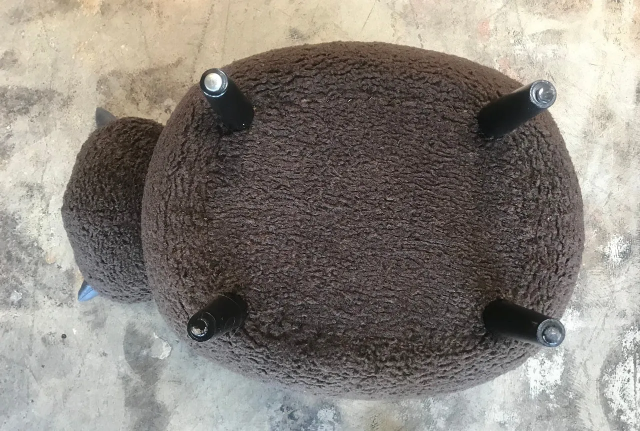 Ma39 Pouf in Carved Wood Dark Brown Sheep, Italy, 21st Century