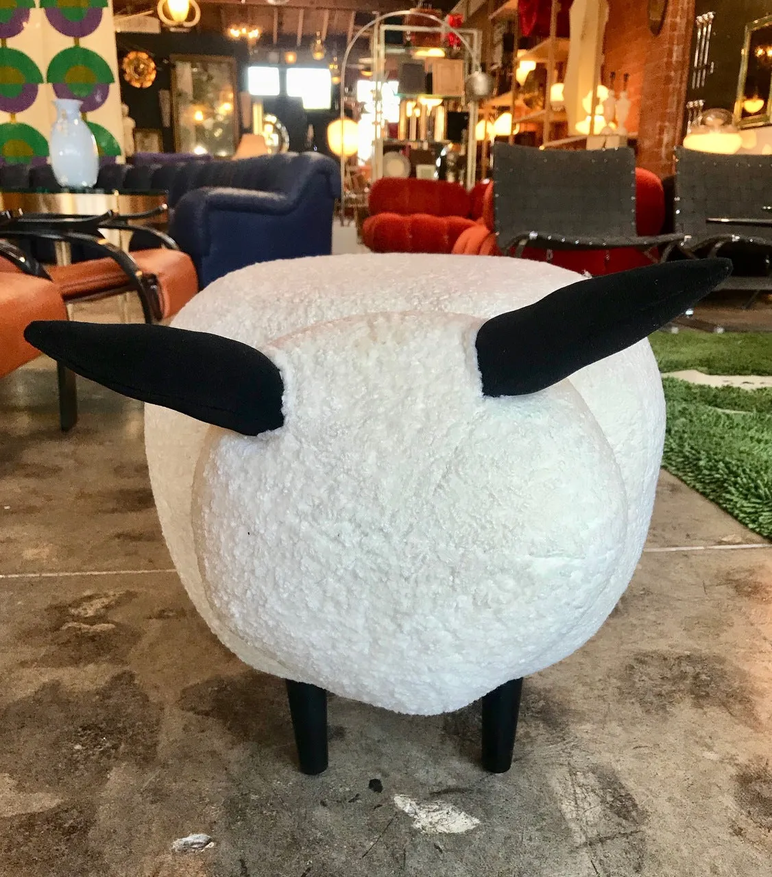 Ma39 Pouf in Carved Wood Sheep, Italy 21st Century