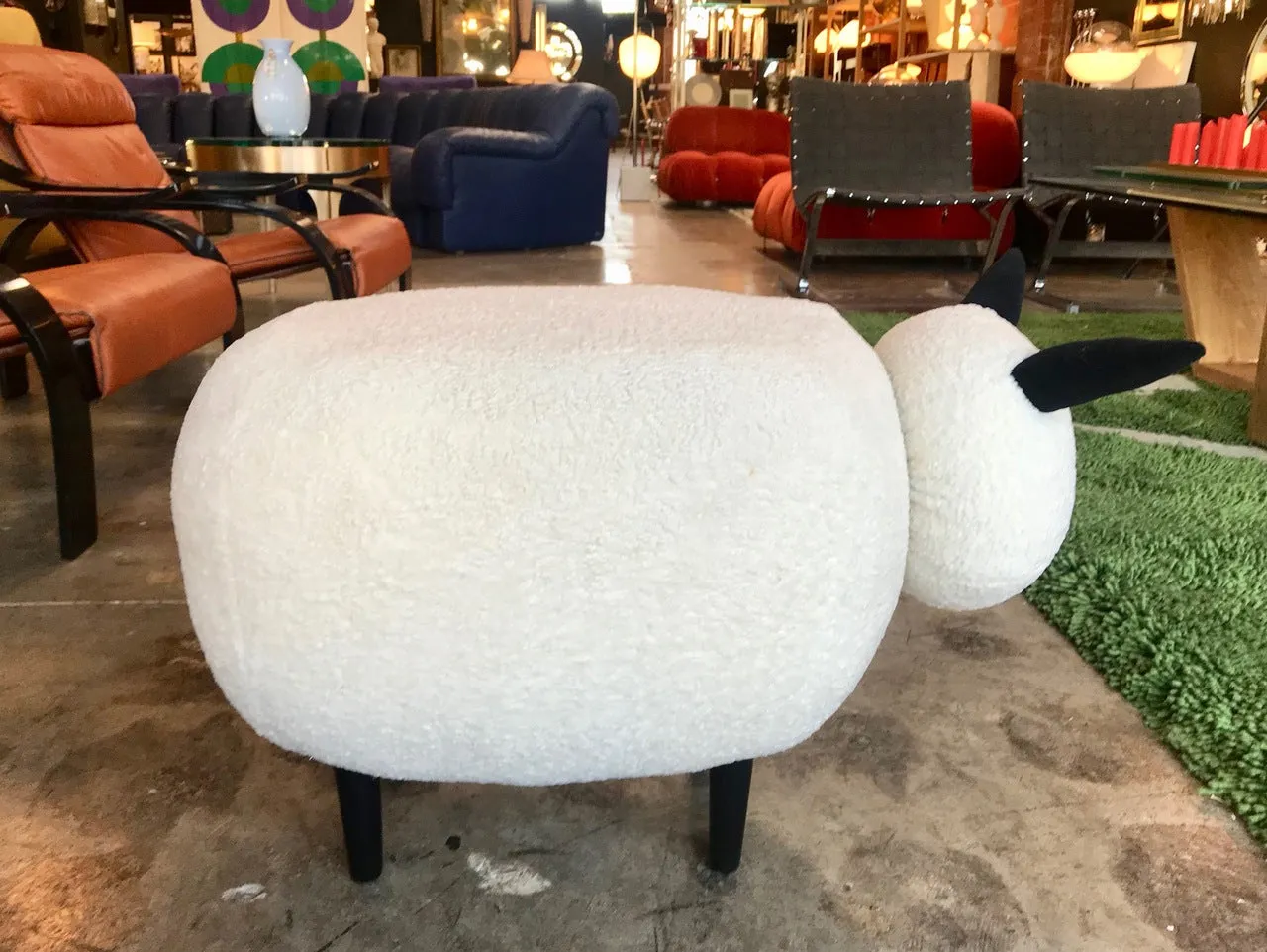 Ma39 Pouf in Carved Wood Sheep, Italy 21st Century