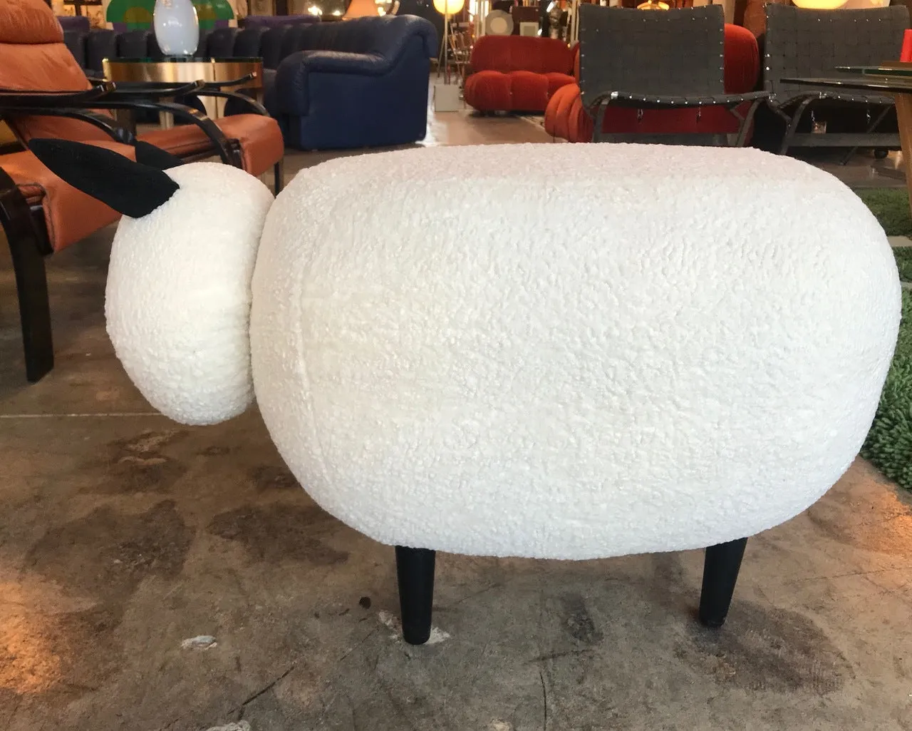 Ma39 Pouf in Carved Wood Sheep, Italy 21st Century