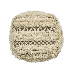 Mamie Boho Wool and Cotton Ottoman Pouf