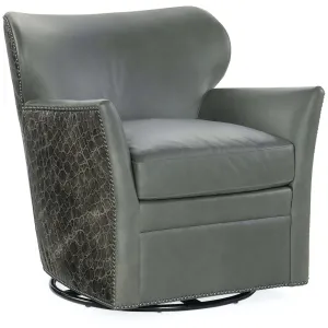 Marco Leather Swivel Chair, Kenya Stone