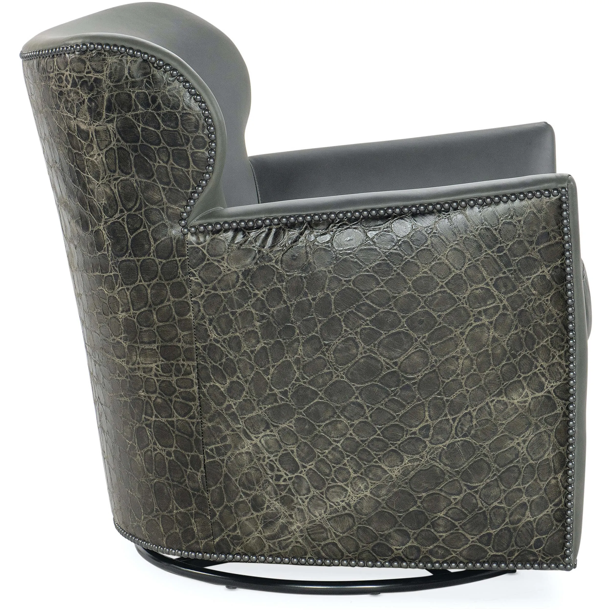 Marco Leather Swivel Chair, Kenya Stone