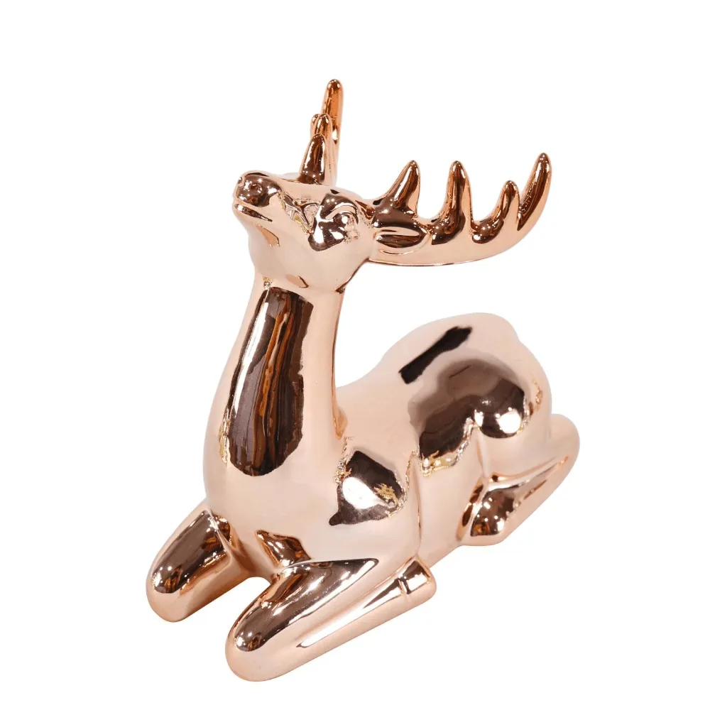 Metallic Porcelain Reindeer Asst (14cm)